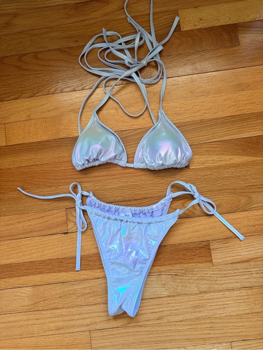 wild fable Iridescent Light Purple Tie-Side Bikini Set